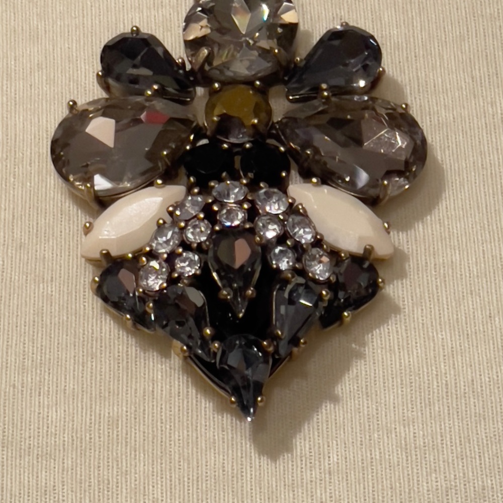 J.CREW CRYSTAL RHINESTONE ANTIQUE GOLDTONE STATEMENT NECKLACE WHIMSIGOTH